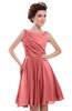 ColsBM Courtney Coral Modest A-line Bateau Sleeveless Zip up Ruching Homecoming Dresses