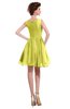 ColsBM Courtney Pale Yellow Modest A-line Bateau Sleeveless Zip up Ruching Homecoming Dresses