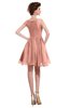 ColsBM Courtney Peach Modest A-line Bateau Sleeveless Zip up Ruching Homecoming Dresses