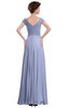 ColsBM Elise Blue Heron Casual V-neck Zipper Chiffon Pleated Bridesmaid Dresses