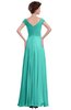 ColsBM Elise Blue Turquoise Casual V-neck Zipper Chiffon Pleated Bridesmaid Dresses