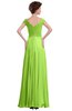 ColsBM Elise Bright Green Casual V-neck Zipper Chiffon Pleated Bridesmaid Dresses