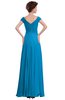ColsBM Elise Cornflower Blue Casual V-neck Zipper Chiffon Pleated Bridesmaid Dresses