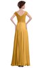 ColsBM Elise Golden Cream Casual V-neck Zipper Chiffon Pleated Bridesmaid Dresses
