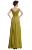 ColsBM Elise Golden Olive Casual V-neck Zipper Chiffon Pleated Bridesmaid Dresses