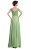 ColsBM Elise Sage Green Casual V-neck Zipper Chiffon Pleated Bridesmaid Dresses