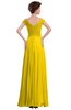 ColsBM Elise Yellow Casual V-neck Zipper Chiffon Pleated Bridesmaid Dresses