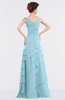 ColsBM Tessa Aqua Romantic Sleeveless Zip up Chiffon Floor Length Tiered Bridesmaid Dresses