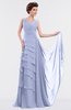 ColsBM Tessa Blue Heron Romantic Sleeveless Zip up Chiffon Floor Length Tiered Bridesmaid Dresses