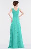 ColsBM Tessa Blue Turquoise Romantic Sleeveless Zip up Chiffon Floor Length Tiered Bridesmaid Dresses