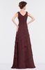 ColsBM Tessa Burgundy Romantic Sleeveless Zip up Chiffon Floor Length Tiered Bridesmaid Dresses
