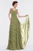 ColsBM Tessa Cedar Romantic Sleeveless Zip up Chiffon Floor Length Tiered Bridesmaid Dresses