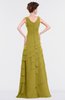 ColsBM Tessa Golden Olive Romantic Sleeveless Zip up Chiffon Floor Length Tiered Bridesmaid Dresses