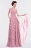 ColsBM Tessa Light Coral Romantic Sleeveless Zip up Chiffon Floor Length Tiered Bridesmaid Dresses