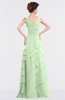 ColsBM Tessa Pale Green Romantic Sleeveless Zip up Chiffon Floor Length Tiered Bridesmaid Dresses