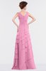 ColsBM Tessa Pink Romantic Sleeveless Zip up Chiffon Floor Length Tiered Bridesmaid Dresses
