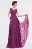 ColsBM Tessa Raspberry Romantic Sleeveless Zip up Chiffon Floor Length Tiered Bridesmaid Dresses