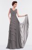 ColsBM Tessa Ridge Grey Romantic Sleeveless Zip up Chiffon Floor Length Tiered Bridesmaid Dresses