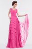 ColsBM Tessa Rose Pink Romantic Sleeveless Zip up Chiffon Floor Length Tiered Bridesmaid Dresses