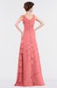 ColsBM Tessa Shell Pink Romantic Sleeveless Zip up Chiffon Floor Length Tiered Bridesmaid Dresses