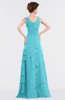 ColsBM Tessa Turquoise Romantic Sleeveless Zip up Chiffon Floor Length Tiered Bridesmaid Dresses