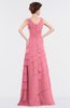 ColsBM Tessa Watermelon Romantic Sleeveless Zip up Chiffon Floor Length Tiered Bridesmaid Dresses