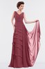 ColsBM Tessa Wine Romantic Sleeveless Zip up Chiffon Floor Length Tiered Bridesmaid Dresses