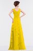 ColsBM Tessa Yellow Romantic Sleeveless Zip up Chiffon Floor Length Tiered Bridesmaid Dresses