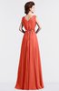 ColsBM Cordelia Living Coral Vintage A-line Sleeveless Chiffon Floor Length Pleated Bridesmaid Dresses