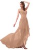 ColsBM Paige Almost Apricot Romantic One Shoulder Sleeveless Brush Train Ruching Bridesmaid Dresses