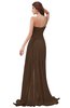 ColsBM Paige Chocolate Brown Romantic One Shoulder Sleeveless Brush Train Ruching Bridesmaid Dresses