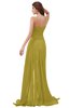 ColsBM Paige Golden Olive Romantic One Shoulder Sleeveless Brush Train Ruching Bridesmaid Dresses