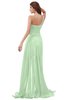 ColsBM Paige Light Green Romantic One Shoulder Sleeveless Brush Train Ruching Bridesmaid Dresses