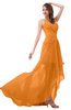 ColsBM Paige Orange Romantic One Shoulder Sleeveless Brush Train Ruching Bridesmaid Dresses