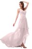 ColsBM Paige Petal Pink Romantic One Shoulder Sleeveless Brush Train Ruching Bridesmaid Dresses