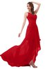 ColsBM Paige Red Romantic One Shoulder Sleeveless Brush Train Ruching Bridesmaid Dresses