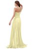 ColsBM Paige Soft Yellow Romantic One Shoulder Sleeveless Brush Train Ruching Bridesmaid Dresses