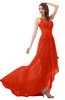 ColsBM Paige Tangerine Tango Romantic One Shoulder Sleeveless Brush Train Ruching Bridesmaid Dresses