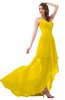 ColsBM Paige Yellow Romantic One Shoulder Sleeveless Brush Train Ruching Bridesmaid Dresses