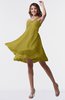 ColsBM Estelle Golden Olive Modest A-line One Shoulder Criss-cross Straps Short Ruching Bridesmaid Dresses