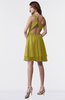 ColsBM Estelle Golden Olive Modest A-line One Shoulder Criss-cross Straps Short Ruching Bridesmaid Dresses