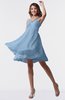 ColsBM Estelle Sky Blue Modest A-line One Shoulder Criss-cross Straps Short Ruching Bridesmaid Dresses