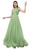 ColsBM Leilani Sage Green Cinderella A-line Asymmetric Neckline Sleeveless Zipper Chiffon Bridesmaid Dresses