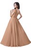 ColsBM Alana Almost Apricot Elegant V-neck Sleeveless Zip up Floor Length Ruching Bridesmaid Dresses