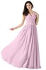 ColsBM Alana Baby Pink Elegant V-neck Sleeveless Zip up Floor Length Ruching Bridesmaid Dresses