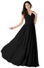 ColsBM Alana Black Elegant V-neck Sleeveless Zip up Floor Length Ruching Bridesmaid Dresses