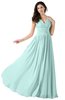 ColsBM Alana Blue Glass Elegant V-neck Sleeveless Zip up Floor Length Ruching Bridesmaid Dresses