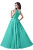 ColsBM Alana Blue Turquoise Elegant V-neck Sleeveless Zip up Floor Length Ruching Bridesmaid Dresses