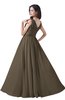 ColsBM Alana Carafe Brown Elegant V-neck Sleeveless Zip up Floor Length Ruching Bridesmaid Dresses