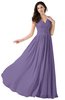 ColsBM Alana Chalk Violet Elegant V-neck Sleeveless Zip up Floor Length Ruching Bridesmaid Dresses
